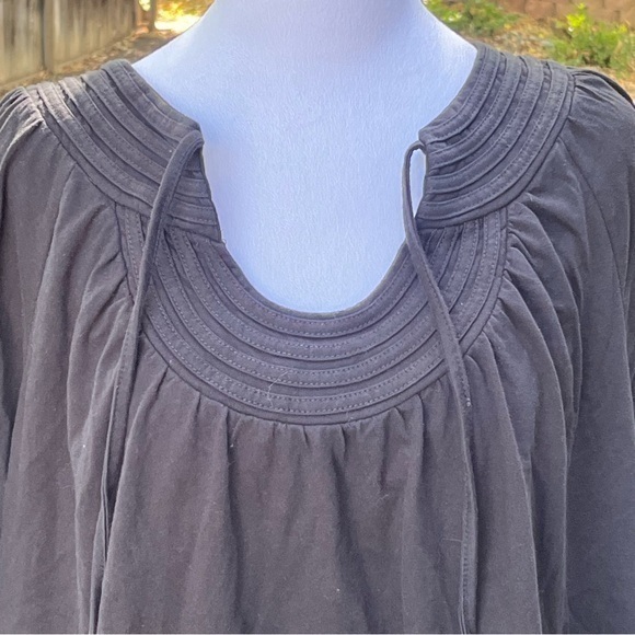 Woman Within Women Blouse Black Round‎ Tie Neck 3/4 Sleeve Witchy Goth Top Read - Picture 7 of 11